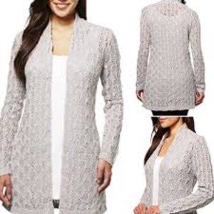 Leo & Nicole Women's Light Gray Open Cardigan